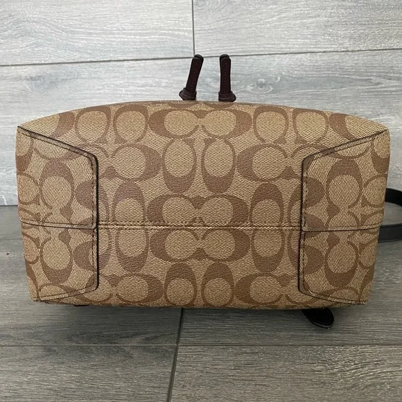 Coach Suede Kleo khaki multi backpack bagwomen signature - Picture 12 of 13